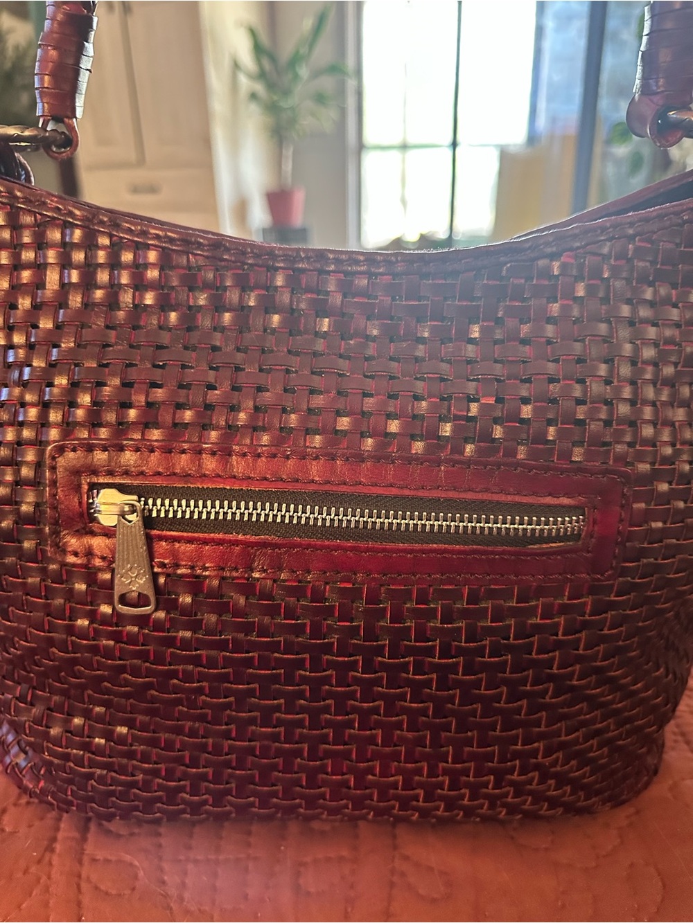 Patricia Nash Castelli Woven Italian Leather Shoulder Hobo Bag in Oxblood) NWOT - Picture 5 of 12